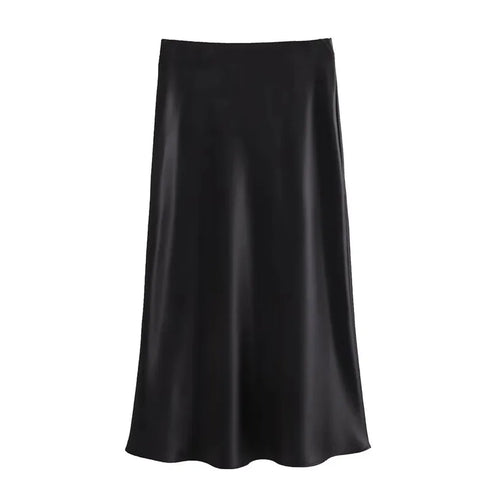 Elegant Satin Mid-Calf Skirt for Women by – Office Lady Style
