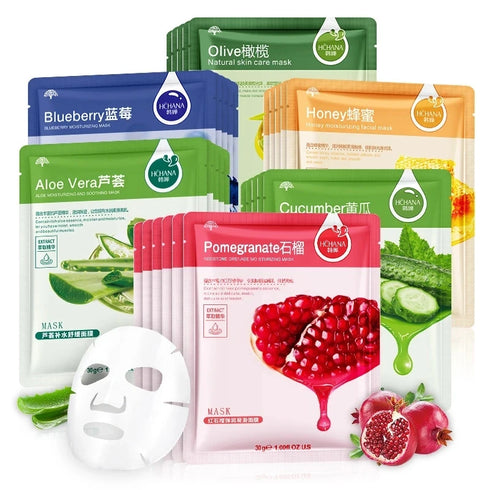 30pcs Natural Plant Extract Facial Sheet Mask Set – Moisturizing, Oil Control, Anti-Aging Skin Care Treatment