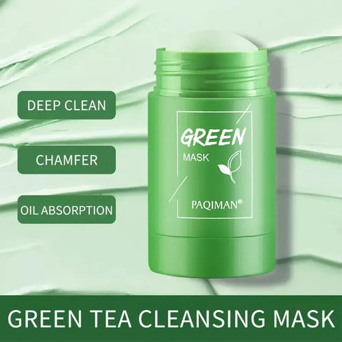 Green Tea Solid Cleansing Mask Stick – Pore Purifying Facial Treatment for Acne, Blackheads, and Oil Control – 40g Skincare for All Skin Types
