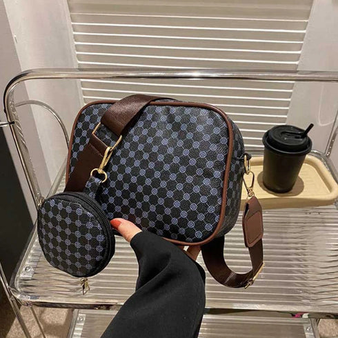 Vintage Plaid PU Leather Tote Bag for Women – Fashion Shoulder & Crossbody Handbag