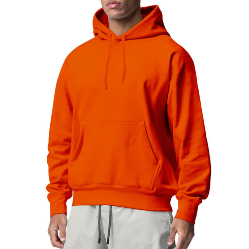 Men's Casual Hooded Sweatshirt – Full Sleeve, Solid Polyester, Comfortable and Fashionable Style