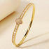 Trendy Copper with Zirconium Plant Design Bangle Bracelet for Women – Gold Plated, Simple & Elegant Jewelry