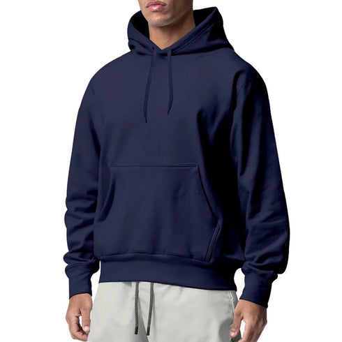 Men's Casual Hooded Sweatshirt – Full Sleeve, Solid Polyester, Comfortable and Fashionable Style
