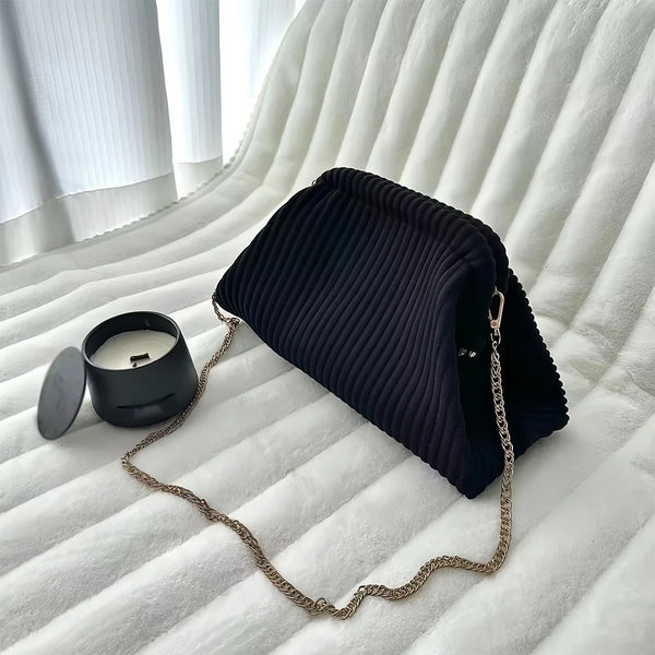 Shunmaii Women's Corduroy Evening Clutch Bag – Large Capacity Fashion Shoulder Bag with Chain Strap for Elegant and Casual Occasions