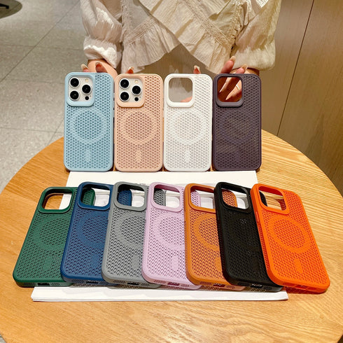 Premium Heat Dissipation Mesh Case – Full-Coverage, -Compatible Wireless Charging Protection for iPhone 16, 15, 14, 13, 12, 11 Pro Max