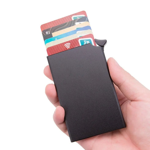 Aluminum Alloy Credit Card Holder Anti-magnetic Automatic RFID Card Case Pop Up Anti-theft Wallet ID Card Protector Purse