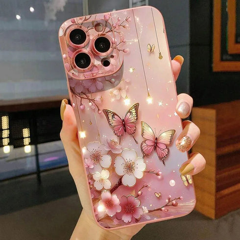Butterfly & Floral Matte Soft Phone Case | Full Coverage, Shockproof, Lightweight Cover for iPhone 16, 15, 14, 13, 12, 11 Pro Max, Mini, XR, XS, X, 8 Plus, 7, SE2