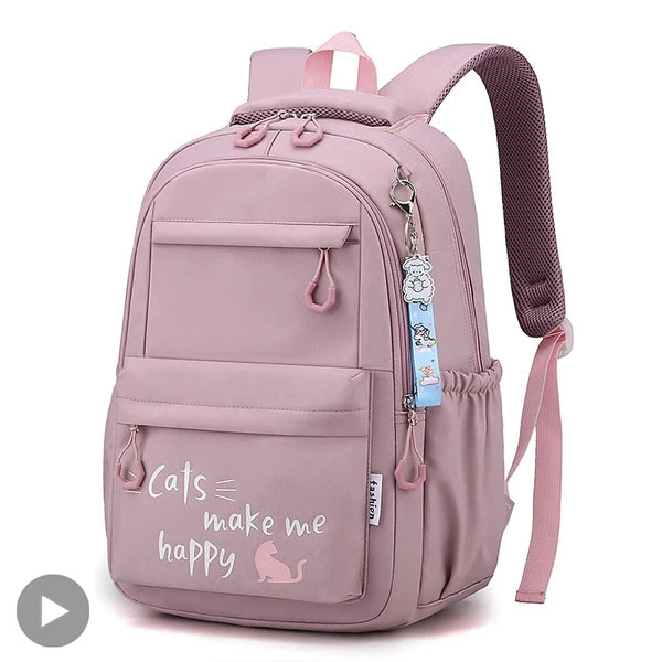 Girl's Pink School Backpack - Stylish and Functional Bag for Women - Primary and High School Bag