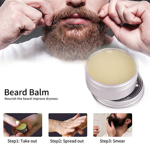 Beard Care Kit Beard Hair Enhancer Growth Thickening Activator Serum Beard Growth Oil, Beard Balm, Brush Comb Beard Growth Kit