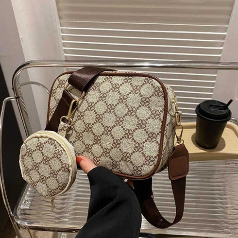 Vintage Plaid PU Leather Tote Bag for Women – Fashion Shoulder & Crossbody Handbag