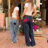 Women's High-Street Low-Waist Star Pattern Denim Jeans – Casual Straight-Leg Pants
