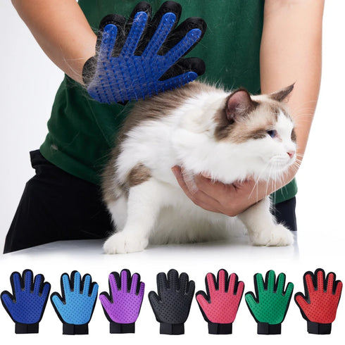 Pet Grooming Glove - Cat and Dog Hair Deshedding Brush, Bath Remover, Cleaning and Massage Tool