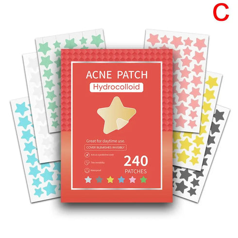 Acne Patch Combo – Hydrocolloid Spot Treatment Stickers for Blemishes, Pimples, and Acne Care – Mixed Shape Patches in Heart and Star Designs – 168 to 252pcs