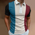 Men's Solid Striped Polo Shirt-Short Sleeve Casual Top-Zipper Collar Polo
