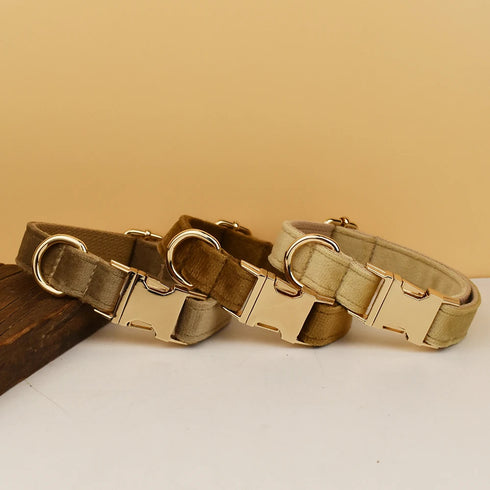 Luxury Personalized Dog Collar - Harness & Leash Set with Custom Logo & Detachable Bow Tie