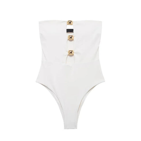 TRAF Women's Off-Shoulder Sleeveless Sexy Bodysuit – Slim Fit Medium Stretch Polyester Blend, Hollow-Out Design – Summer 2024 Collection – Available in Black and White, Sizes XS to L