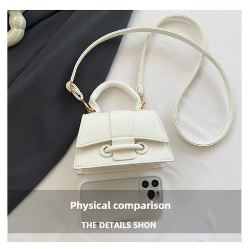 Women’s PU Leather Chain Shoulder Bag – Ribbon Buckle Square Crossbody Handbag for Parties