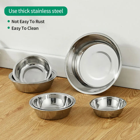 Large Capacity Stainless Steel Pet Feeding Bowl - Durable Metal Dog and Cat Food Drinking Bowl