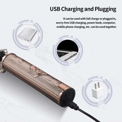 T Blade Hair Clipper USB Rechargeable Zero Gapped Trimmer For Men Household Oil Head T Blade Hair Grooming Kit Barber Supplies