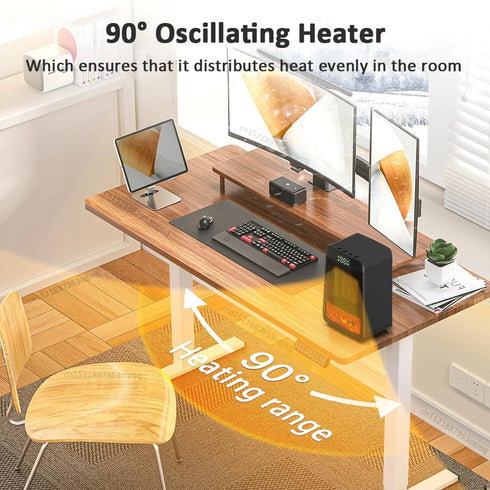 1500W Portable Electric Fan Heater with Realistic Flame Effect, Timer, and Dual Heat Settings for Home & Office