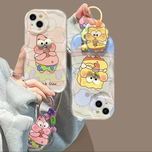 3D SpongeBobs Clear Case for iPhone - Soft TPU Cover for iPhone 15 14 11 XR XS X 8 7 6 6S