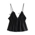 TRAF Women’s Backless Sleeveless Crop Top – Ruffled Bow-Tied Corset Camisole with Thin Straps and Solid Color Design in White or Black for Summer High Street Fashion