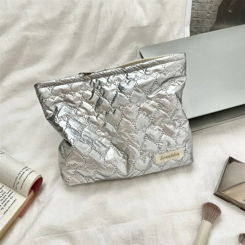 Korean PU Love Bow Cosmetic Bag Makeup Pouch Travel Cosmetic Organizer Pocket Multi-function Makeup Lipstick Storage Bag Handbag