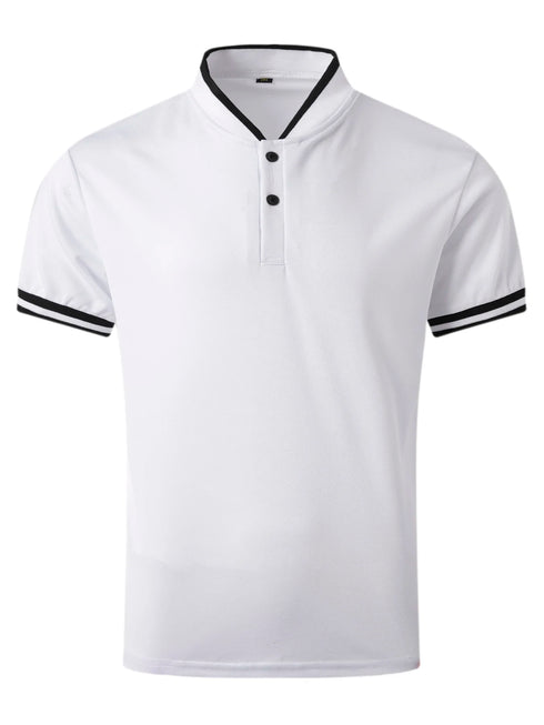 Men's Casual Short Sleeve Polo Shirt-Summer Stand Collar Polo