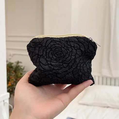 Mini Small Zipper Coin Purse Women Cute Floral Clutch Purse Lipstick Bag Key Wallet Lady Cotton Travel Makeup Storage Bag Pouch