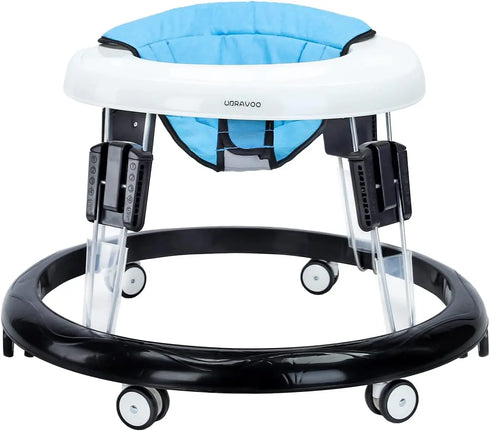 Foldable Baby Walker with Adjustable Height and Smooth Silent Wheels