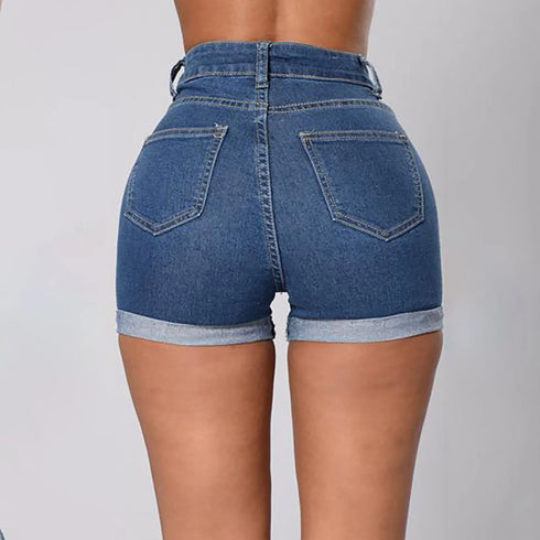 Women Skinny Jean Shorts-Summer High Waisted Mini Short