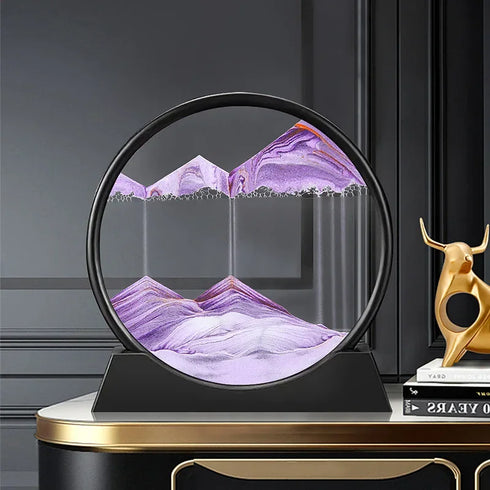 3D Moving Sand Art Picture Round Glass Deep Sea Sandscape in Motion Display Flowing Sand Frame Relaxing