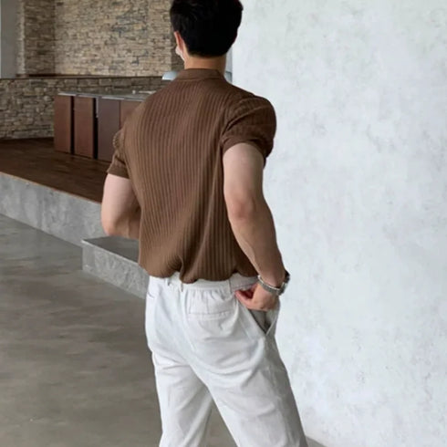 2024 Short Sleeve Polo Shirt for Men-New Summer Solid Loose Top