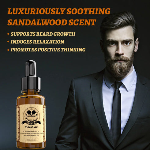 Beard Growth Serum - Facial Hair Care Treatment for Men - Increases Beard Thickness and Volume MayuFuzz