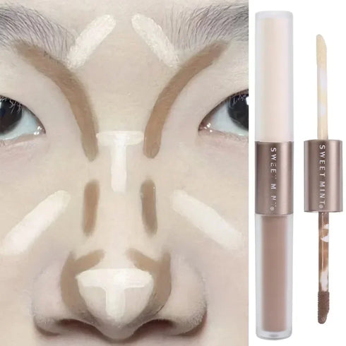 Double-Ended Highlighting and Contouring Stick - 2-in-1 Concealer and Bronzer Makeup Pen - Long-Lasting, Oil-Control, Easy-to-Wear Sculpting Tool for a Defined and Radiant Look