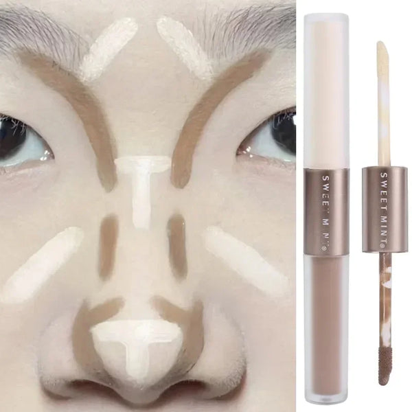 Double-Ended Highlighting and Contouring Stick - 2-in-1 Concealer and Bronzer Makeup Pen - Long-Lasting, Oil-Control, Easy-to-Wear Sculpting Tool for a Defined and Radiant Look
