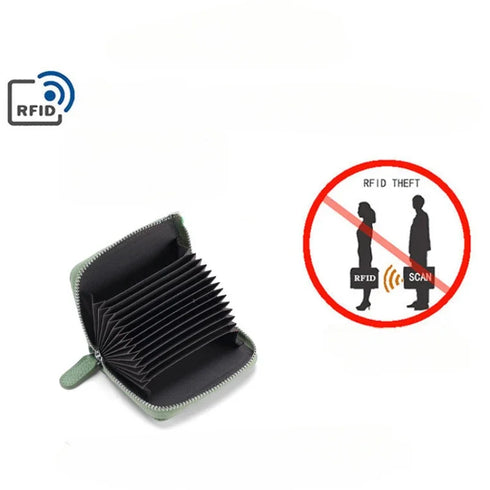 14/20 Slots Credit Card Holder Wallet RFID Blocking Slim Genuine Leather Card Organizer Zipper Pocket ID Card Pouch Coin Purse