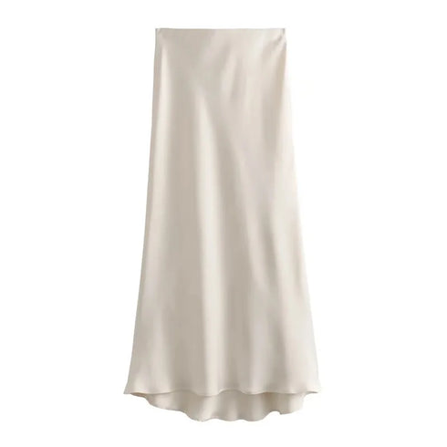 Elegant Satin Mid-Calf Skirt for Women by – Office Lady Style