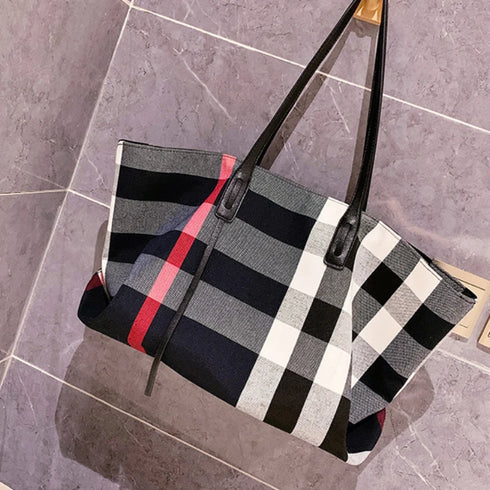 Fashion Striped Women's Handbag - Large Capacity Shoulder Bag