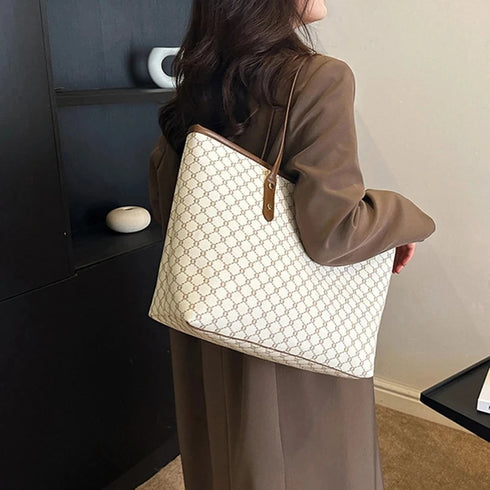 Large Capacity PU Leather Shoulder Tote Bag for Women – Versatile Everyday Handbag