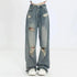 Women's High-Waisted Ripped Wide-Leg Jeans – Vintage American Retro Distressed Denim