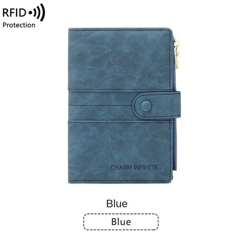 Anti-theft Passport Wallet RFID Passport Holder Zipper Buckle Travel Wallet Document Holder Multifunctional Travel Passport Bag