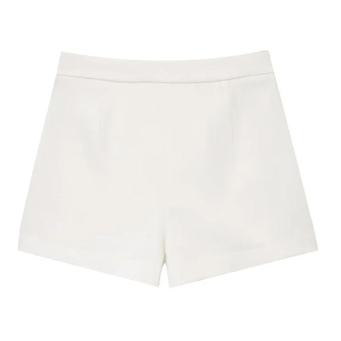 Women's Asymmetrical High-Waist Skort - Elegant Blue and White Buttoned Skirt Shorts for Summer High Street Fashion (2025 Edition)