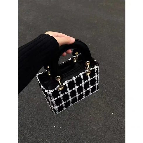 Women’s Woolen-Texture PU Leather Crossbody Tote Bag – Designer Diana Handbag