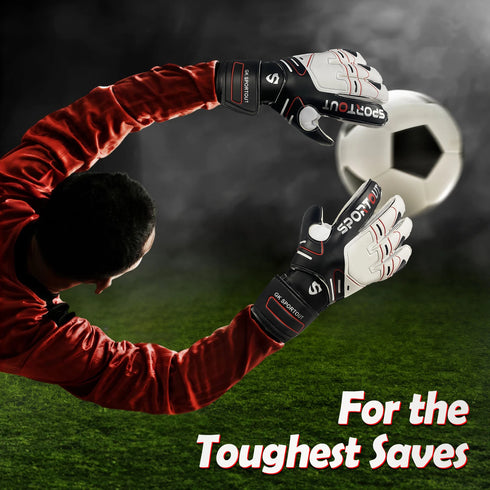 SPORTOUT Goalkeeper Gloves – Strong Grip, Durable 4+3MM Latex with Finger Protection
