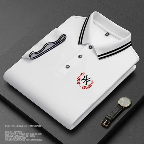 Men's High-End Pure Cotton Polo Shirt with Embroidery – Smart Casual Spring/Summer Fashion