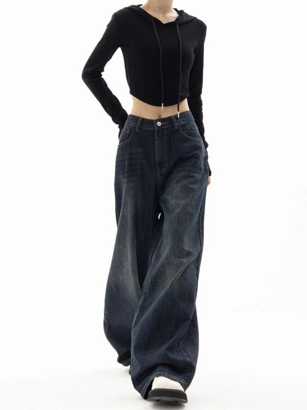 Women's High-Waisted Loose-Fit Vintage Straight-Leg Denim Jeans – Autumn/Winter Collection