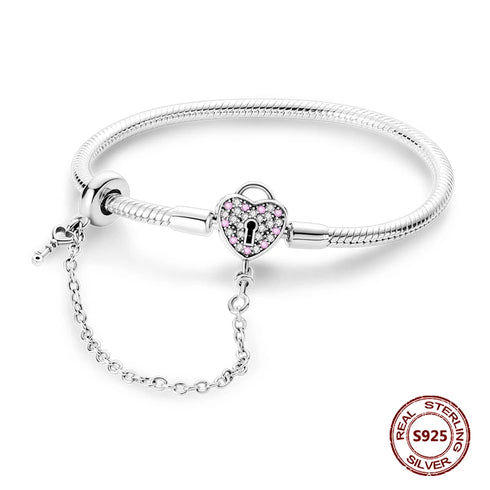 925 Sterling Silver Heart Charm Bracelet with AAA Zircon – Trendy and Elegant Jewelry for Women, Perfect for Parties & Special Occasions