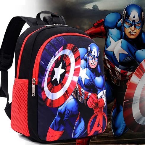 Disney Spiderman & Captain America Backpack for Kids - Cartoon School Bag for Boys