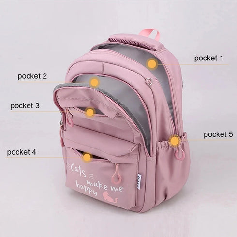 Girl's Pink School Backpack - Stylish and Functional Bag for Women - Primary and High School Bag
